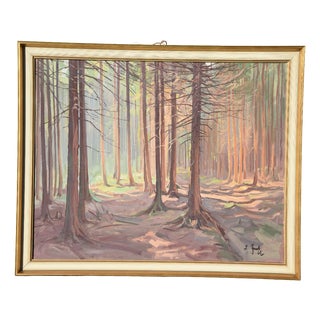 Lothar Sperl, Lothar Sperl, Gemälde "lichtdurchfluteter Wald", 1965, Framed For Sale