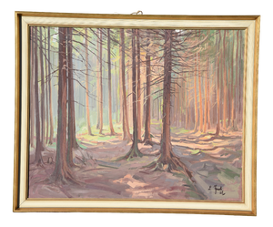 Lothar Sperl, Lothar Sperl, Gemälde "lichtdurchfluteter Wald", 1965, Framed