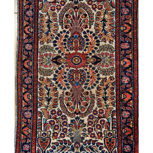 Vintage Persian Sarouk Accent Rug, Hand-Knotted Wool, Allover Floral Pattern, 2x4, Ivory & Navy For Sale In Chicago - Image 6 of 13