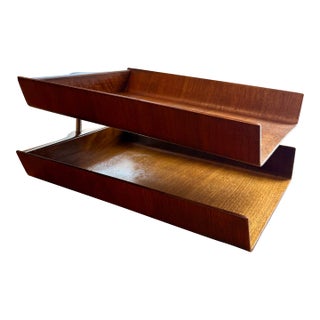 Rare Vintage 1950’s Florence Knoll Architectural Letter Tray of Molded Walnut Plywood For Sale