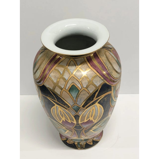 1960s Vintage 1960s Gold Painted Floor Vase For Sale - Image 5 of 7