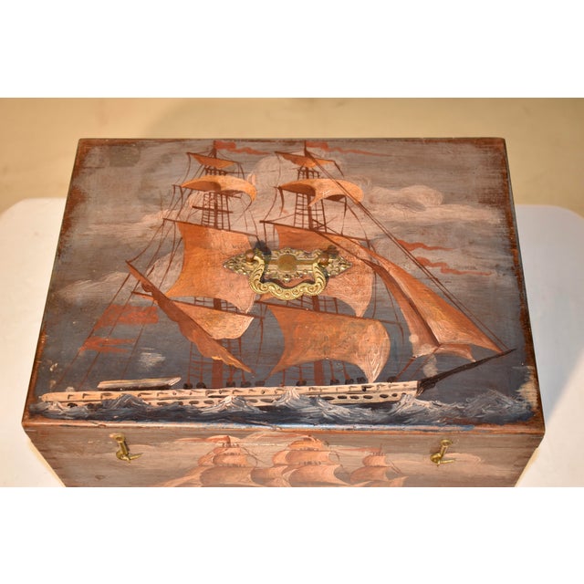 !9th Century Pine Box With Hand-Painted Decoration For Sale - Image 12 of 12