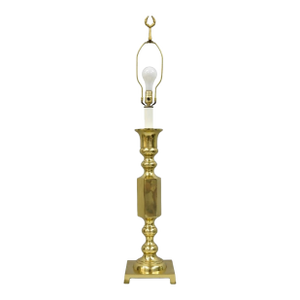 Vintage Hollywood Regency Gold Brass Tall Candlestick Table Lamp Made in Japan