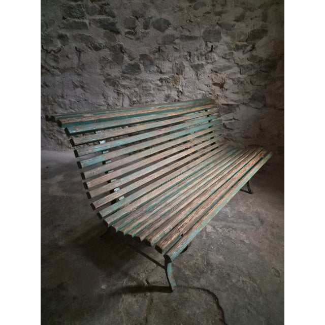 French Garden Bench in Wood and Iron, 1950s For Sale - Image 10 of 18