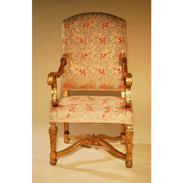 Antique Palatial French Grand Style Louis XIV Giltwood Throne Chairs - a Pair For Sale In West Palm - Image 6 of 9