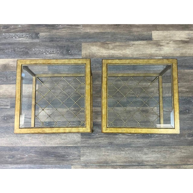 Vintage Hollywood Regency Tiered Glass and Gilt Metal End Tables For Sale In New York - Image 6 of 6