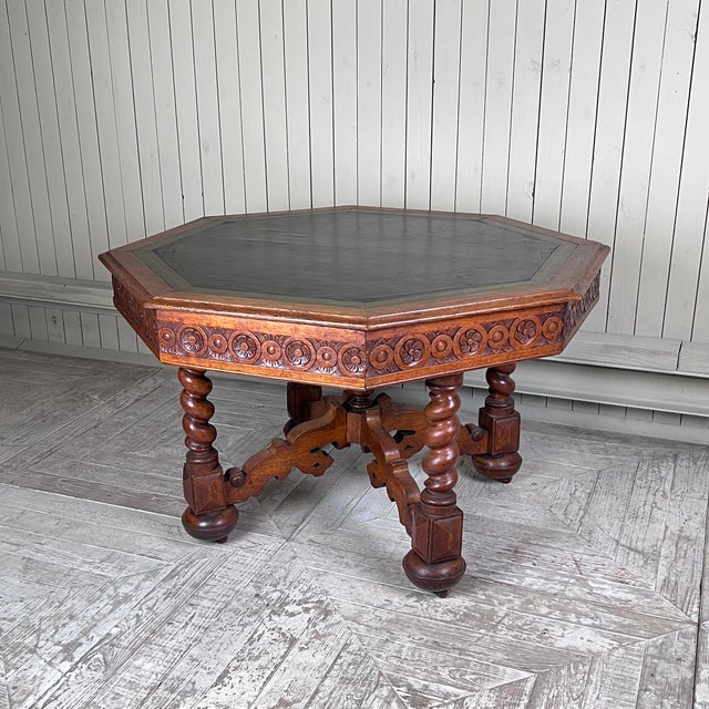 Victorian Gothic Revival Octagonal Oak Library Centre Table from W. Williamson & Sons, Guildford For Sale - Image 12 of 12