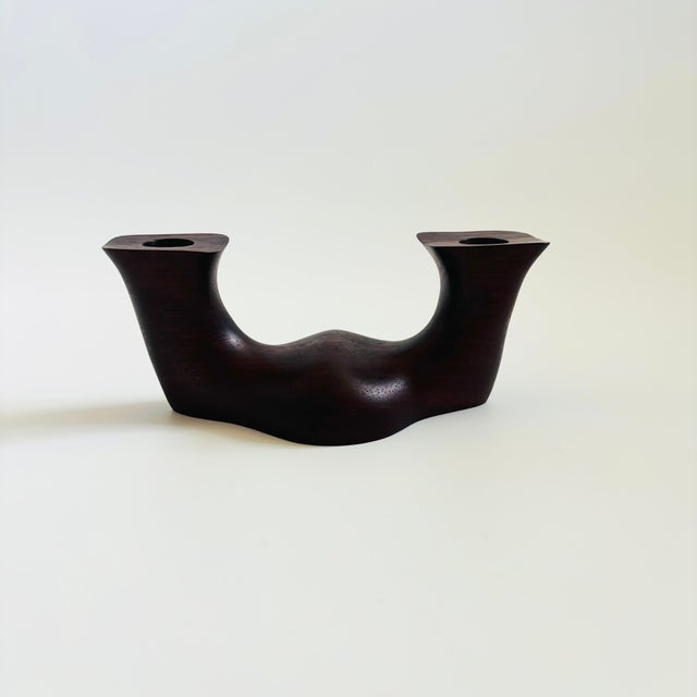 Vintage Carved Wood Candle Holder For Sale - Image 4 of 12