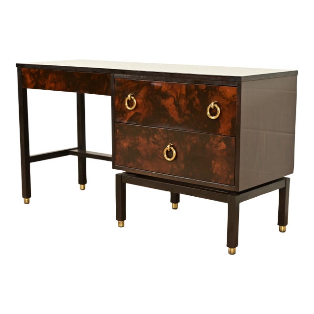 Edward Wormley for Dunbar Mid-Century Modern Burl Wood Desk, 1960s For Sale