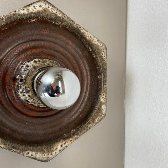 Maroon Modernist Ceramic Fat Lava Wall Lights attributed to Pan Ceramics, Germany, 1970s, Set of 2 For Sale - Image 8 of 18