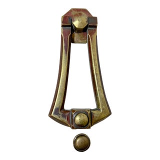 Large Antique Industrial Solid Heavy Brass Front Door Knocker Alarm Bell For Sale