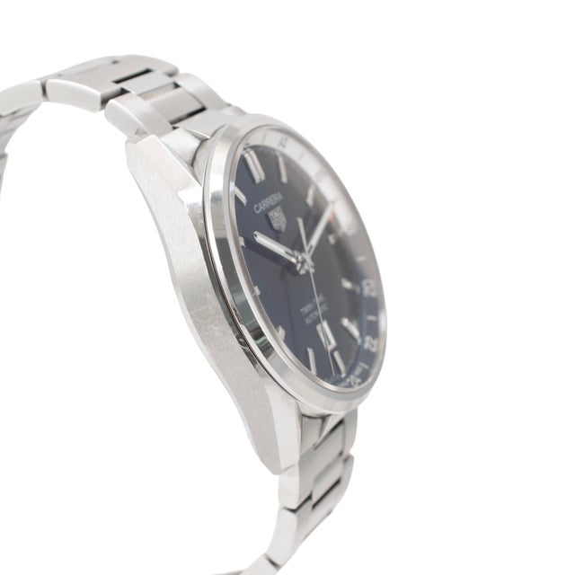 Modern Tag Heuer Carrera Calibre 7 41mm Wbn201a Twin Time Steel Automatic Watch For Sale - Image 3 of 10
