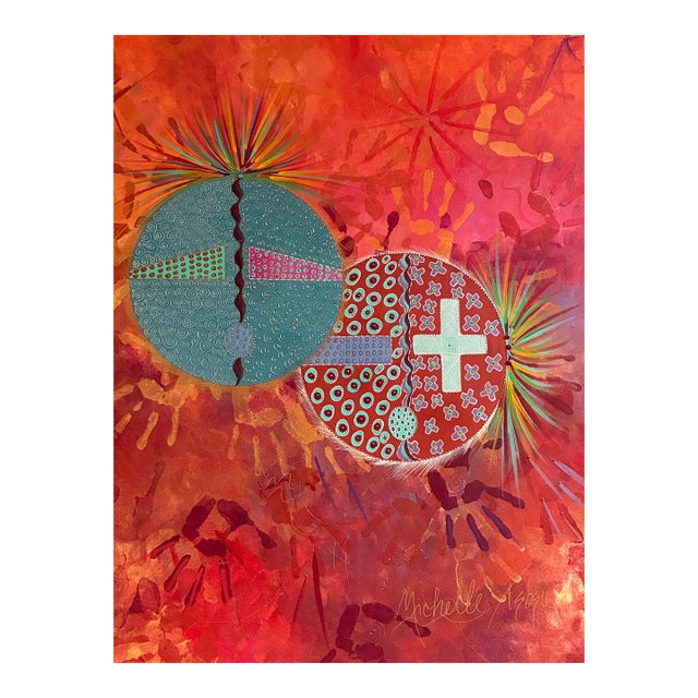Michelle Tsosie Sisneros Original Painting Large 48x36 Signed Southwestern Art For Sale