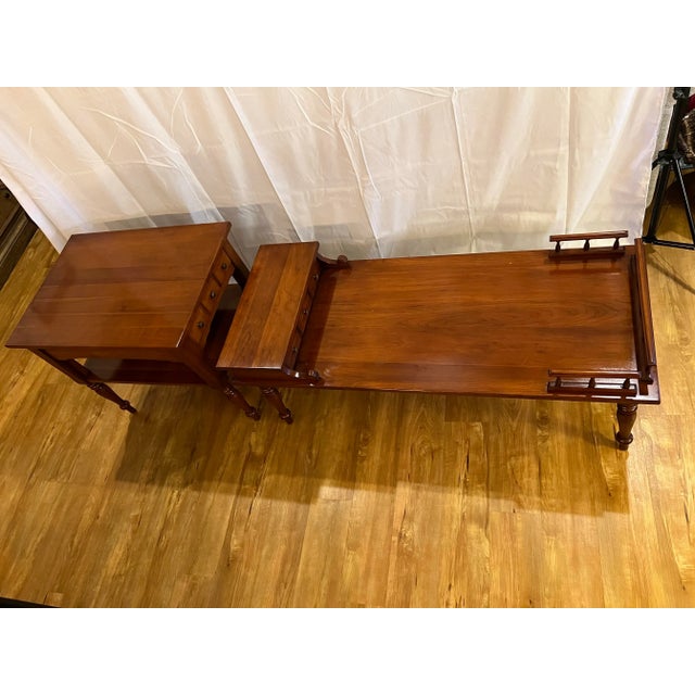 Early 20th Century Southern Colonial Furniture Solid Wild Cherry Early American Non-Identical Set of 2 Side Tables For Sale - Image 5 of 12