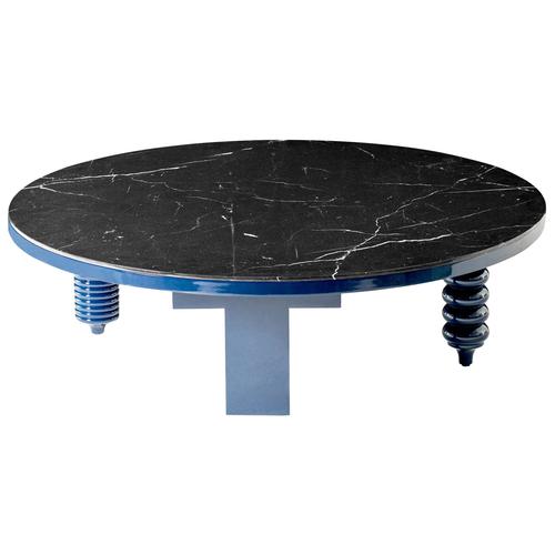 Wood Black Marble Blue Rounded Multi-Leg Low Table by Jaime Hayon for BD Barcelona For Sale - Image 7 of 7