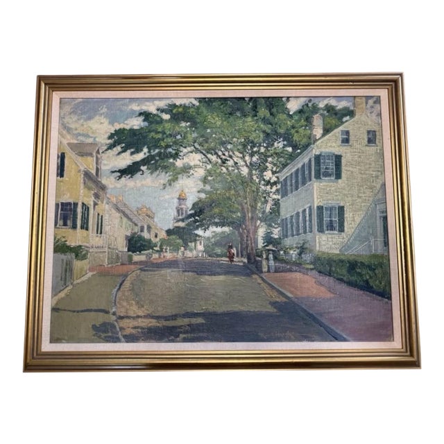 Late 20th Century Robert B. Harshe – The Road to Town Original Oil on Masonite For Sale
