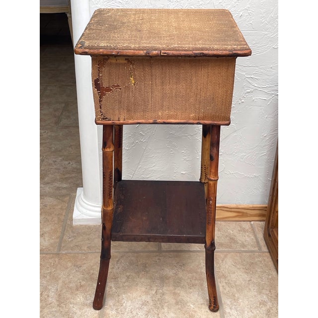 19th Century English Bamboo Sewing Box Side Table W Flared Legs For Sale - Image 4 of 14