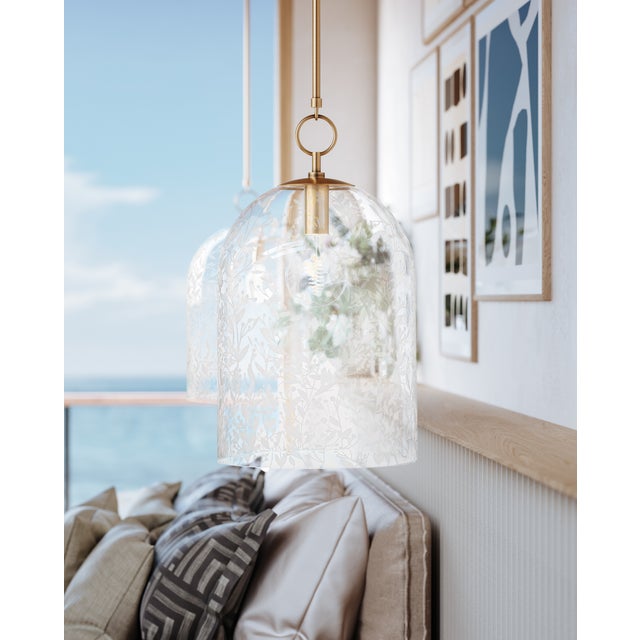 Hudson Valley Lighting Hudson Valley Lighting Belleville 14 in. 1 Light Pendant in Aged Brass Finish For Sale - Image 4 of 5