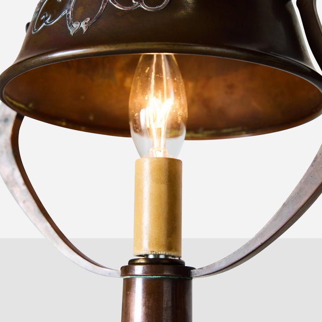 Metal 1910s Arts & Crafts Sterling-on-Bronze Table Lamp For Sale - Image 7 of 8