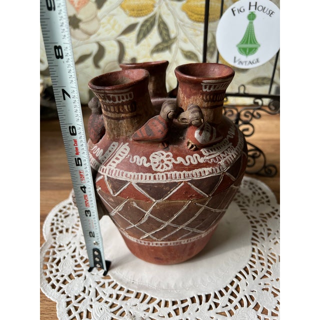 Ceramic Vintage Pottery Detailed Hand Made Vase With Bird Details For Sale - Image 7 of 7