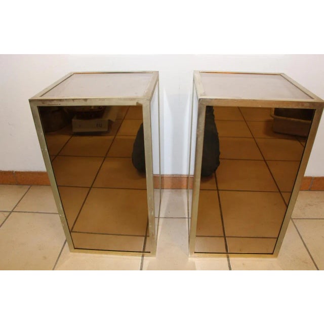 Mid-Century Glass and Nickel-Plated Brass Side Tables, 1950s, Set of 2, in Very Good conditions. Designed 1950 to 1959