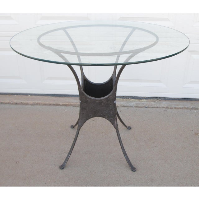 Late 20th Century Glass Top Industrial French Style Garden Table For Sale - Image 6 of 13