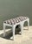 Chinoiserie Vintage White and Brown Fretwork Upholstered Stools - A Pair For Sale - Image 3 of 12