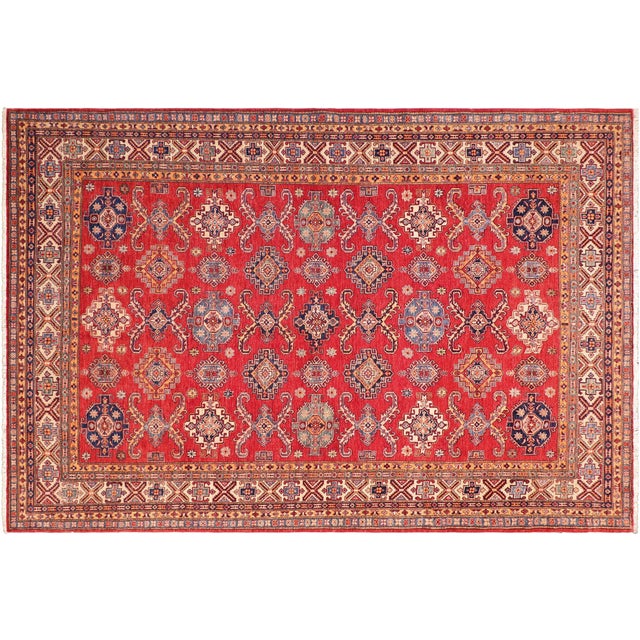 Southwestern Super Kazak Red/Beige Wool Rug - 8'3'' X 9'8'' For Sale - Image 9 of 10