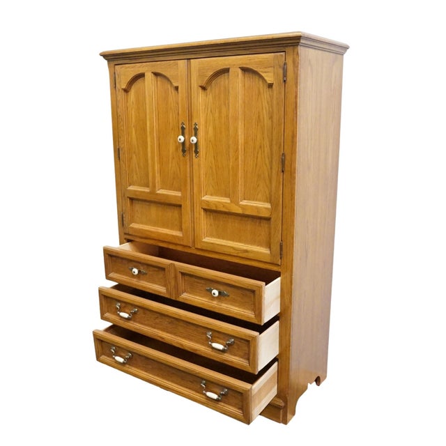 Brown Thomasville Furniture Homecoming Collection Solid Oak Rustic Country Style 42" Door Chest 43811-340 For Sale - Image 8 of 14