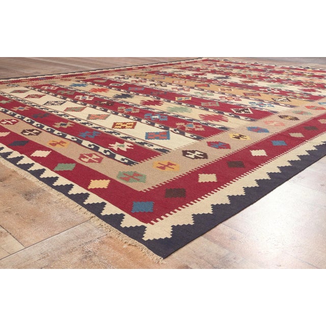 Textile Late 20th Century Vintage Persian Shiraz Tribal Kilim Rug, 09'10 X 12'11 For Sale - Image 7 of 10