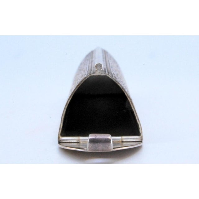Metal Silver Toothpick Holder in Triangular Shape For Sale - Image 7 of 10