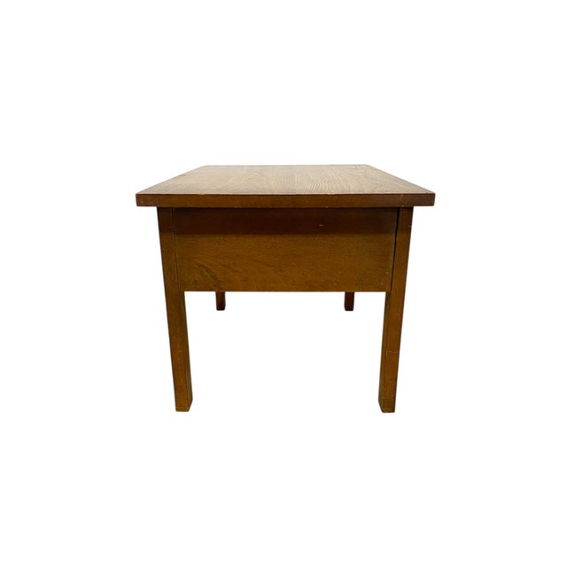 Mid-Century Modern 1970s Lane Mid-Century Modern End Table With Basketweave Drawer Front For Sale - Image 3 of 11