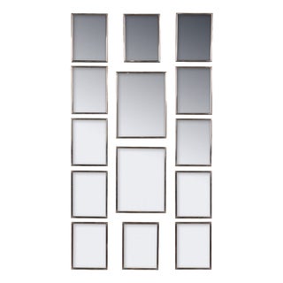 Vintage Italian Collection of White Metal Framed Mirrors, 1950, Set of 14 For Sale