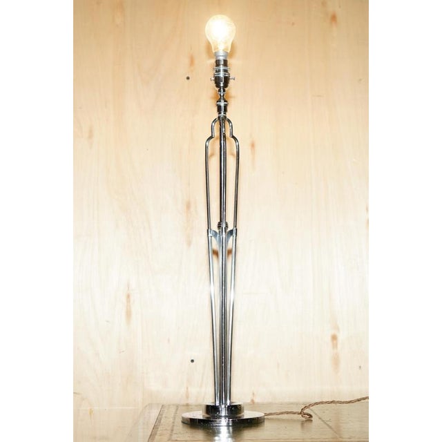 Sublime pair of articulated side table lamps, chromed metal, made by tucker & edgar ltd london, designed by miss elsie...