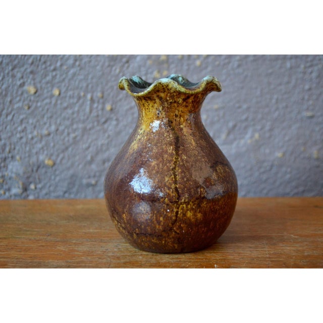 Vintage Bohemian Style Corolla Vase in Glazed Stoneware from Accolay, 1950s For Sale - Image 4 of 7