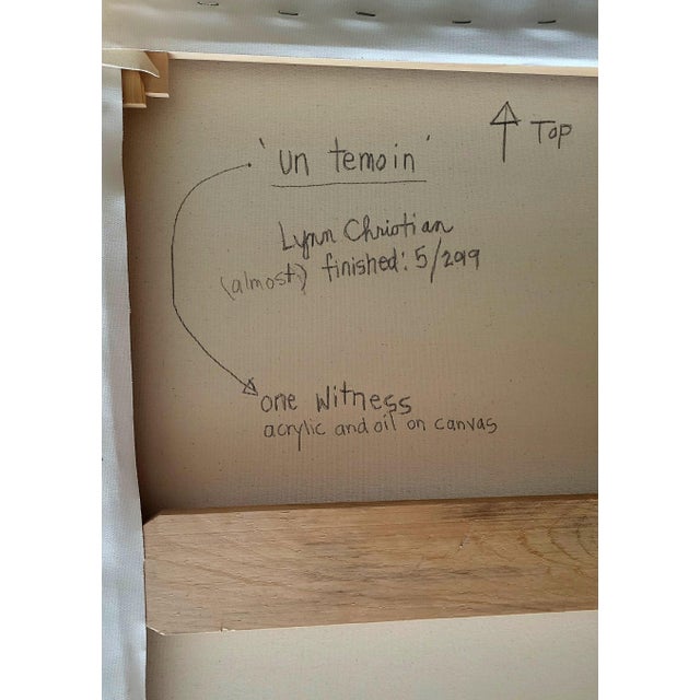 Un Temoin (A Witness) 2019 Abstract Expressionist Figurative Acrylic Oil Painting by Contemporary Artist Lynn Christian....