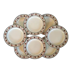 Early 19th Century English Georgian Wedgwood Pearlware Dishes with Grape Vine Border - Set of 8