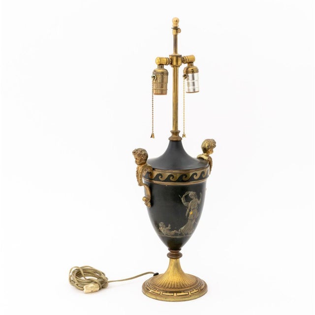 French Empire Style Painted Gilt Metal Table Lamp For Sale In New York - Image 6 of 9