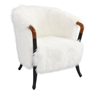White Faux Fur Arm Chair For Sale