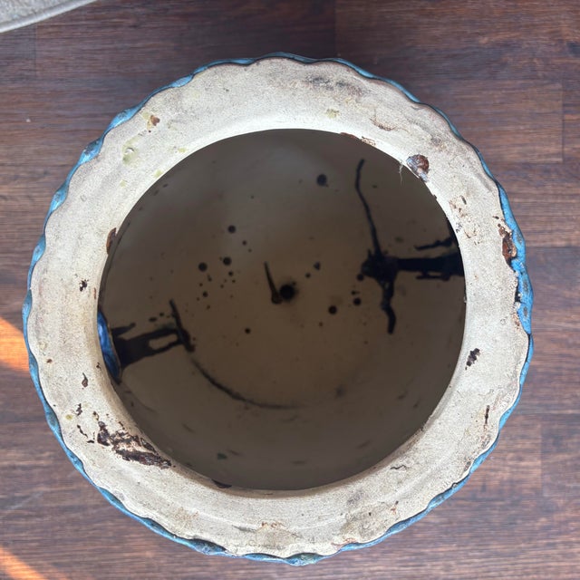 Vintage Chinese Cobalt Blue Glazed Porcelain Barrel Drum Form Garden Stool - Set of 2 18”in H Mid 20th Century Vintage...