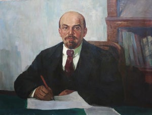 Lenin Portrait Painting, Original Soviet Art by Ukrainian Artist Feller (1979) 119-159