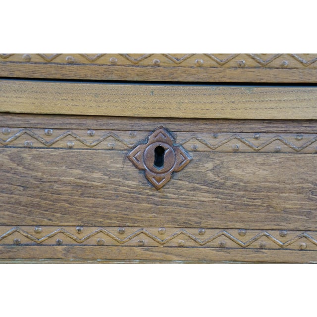 Brown Antique Victorian Eastlake Carved Oak Parlor Cabinet Washstand Commode Chest 30" For Sale - Image 8 of 18