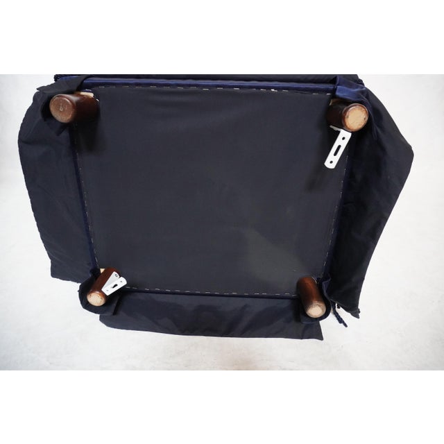 Late 20th Century Blue Ottoman With Fringed Skirt For Sale In Los Angeles - Image 6 of 8