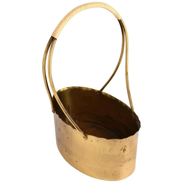 1960s Vintage Brass Bowl with Handle by Eugen Zint, Germany, 1960s For Sale - Image 5 of 5