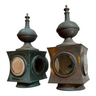 Vintage Outdoor Wall Sconces With Original Patina - A Pair For Sale