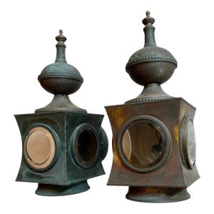 Vintage Outdoor Wall Sconces With Original Patina - A Pair