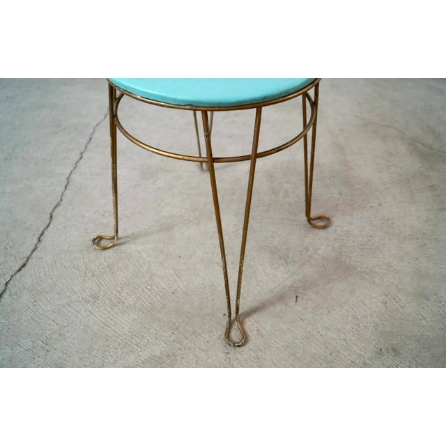 1950’s Mid-Century Modern Patinated Brass Vanity Stool For Sale - Image 10 of 12