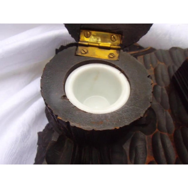 A beautiful desk set, hand-carved and rare, especially because of the raven. The raven is considered a guardian of wisdom...