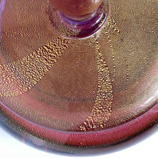 Murano Vintage Murano Barbini Amethyst Gold Italian Art Glass Midcentury Vanity Powder Box Perfume Set For Sale - Image 4 of 5
