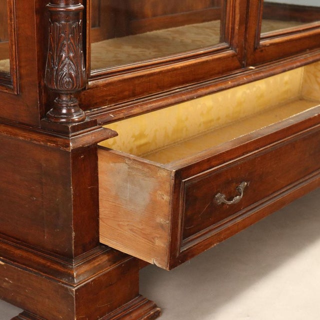 Walnut Display Cabinet with Glass Doors For Sale - Image 10 of 13